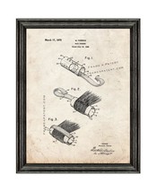 Hair Curlers Patent Print Old Look with Black Wood Frame - $24.95+