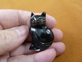 (Y-CAT-217) little BLACK ONYX KITTY baby kitten CAT stone figurine I Lov... - $12.99