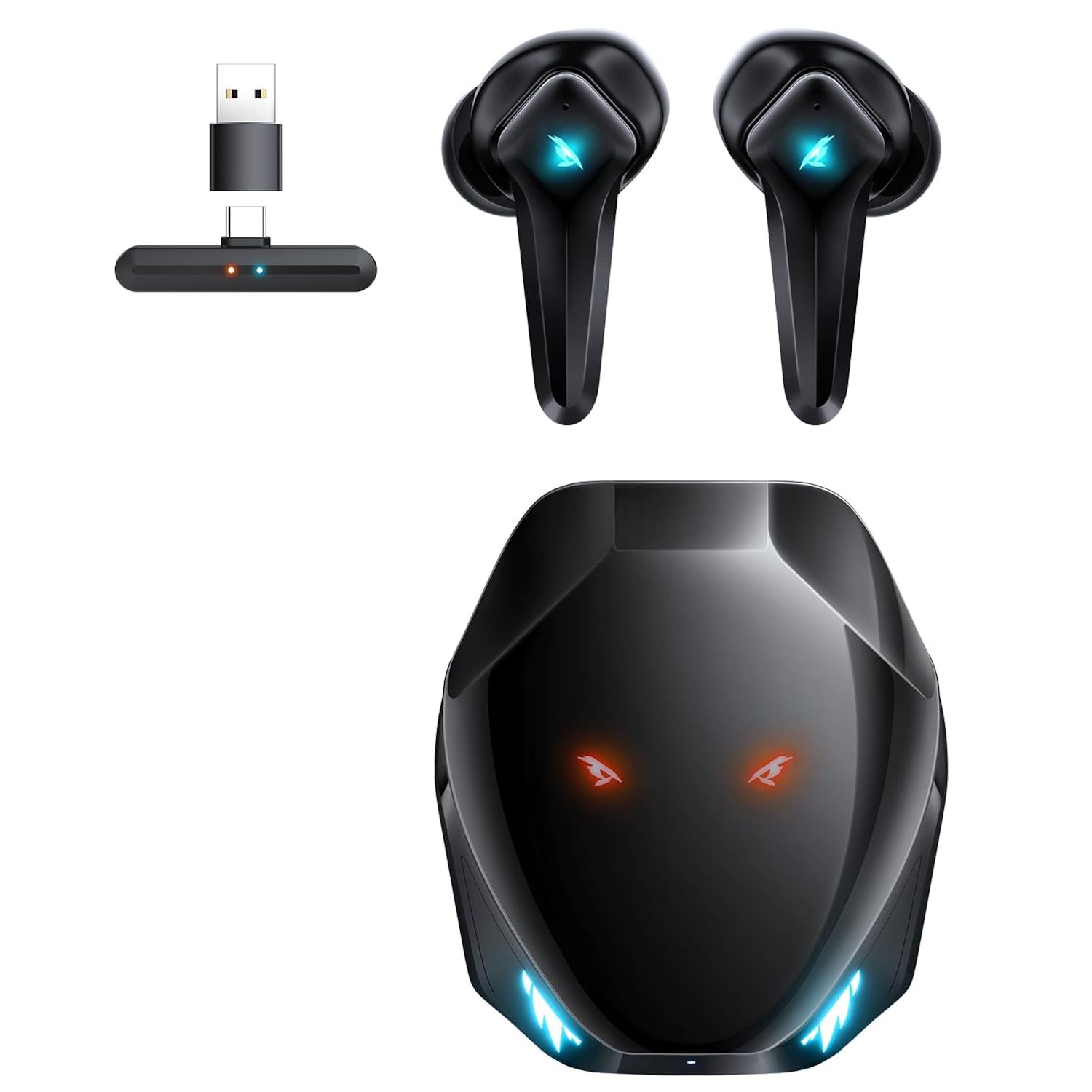 V1 Gaming Earbuds, 15ms Low Latency with 2.4Ghz Dongle, 3D Stereo Sound, Bluetoo