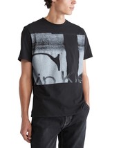 Calvin Klein Men&#39;s Short-Sleeve Cut-Off Monogram Logo Graphic T-Shirt Black-Med - £19.97 GBP