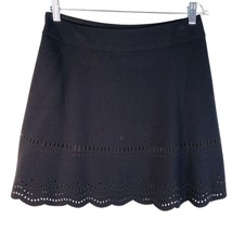 Ann Taylor LOFT Skirt A-Line 4 Black Cutouts Side Zip Lined New - $29.69