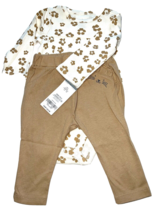 6 Month 2 piece Girls Long sleeve one piece shirt and pants Tan Baby - $7.91