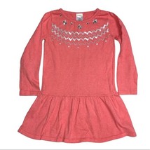 Gymboree Peach Soft Knit Sweater Dress Tunic Top Long Sleeve Gem Decoration - £7.52 GBP