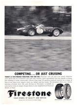 1962 Firestone Tires Competing or Cruising Vintage Print Ad Race Car Racing - £8.47 GBP