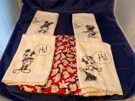 Disney Mickey &amp; Minnie Mouse Hi Bye 4 Kitchen Dish Towels Hand &amp; Drying ... - $32.43