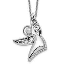 Sentimental Expressions Silver  CZ Antiqued Angel Of Joy 18in. Necklace QSX548 - £52.70 GBP