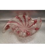 Bohemia Czech ashtray pink ribbons and lace 7 x 5&quot; - $115.09 CAD