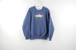 Vtg 90s Womens Size Medium Stitched Chickadee Bird Holly Christmas Sweatshirt - £25.98 GBP