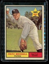 Vintage 1961 Topps Rookie Baseball Card #333 Fritz Brickell New York Yankees - £6.28 GBP