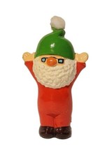 Adorable Vintage 3.5&quot; Santa in Green Hat w/ Hands in the Air Figurine EU... - £9.43 GBP