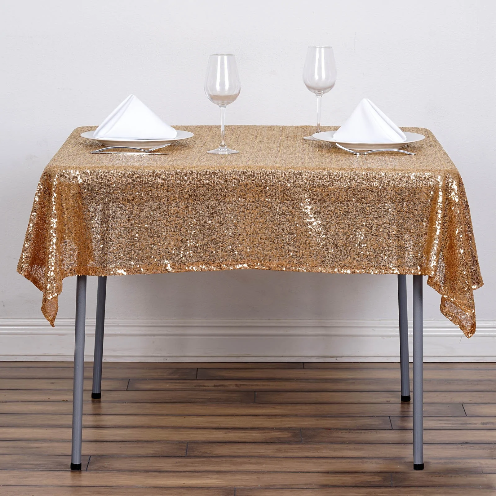 Gold - 54&quot; Tablecloths Luxury Collection Duchess Sequin Square Wedding - £32.99 GBP