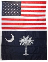 2x3 USA American Flag &amp; State of South Carolina EMBROIDERED 210D Premium Set  - £26.57 GBP