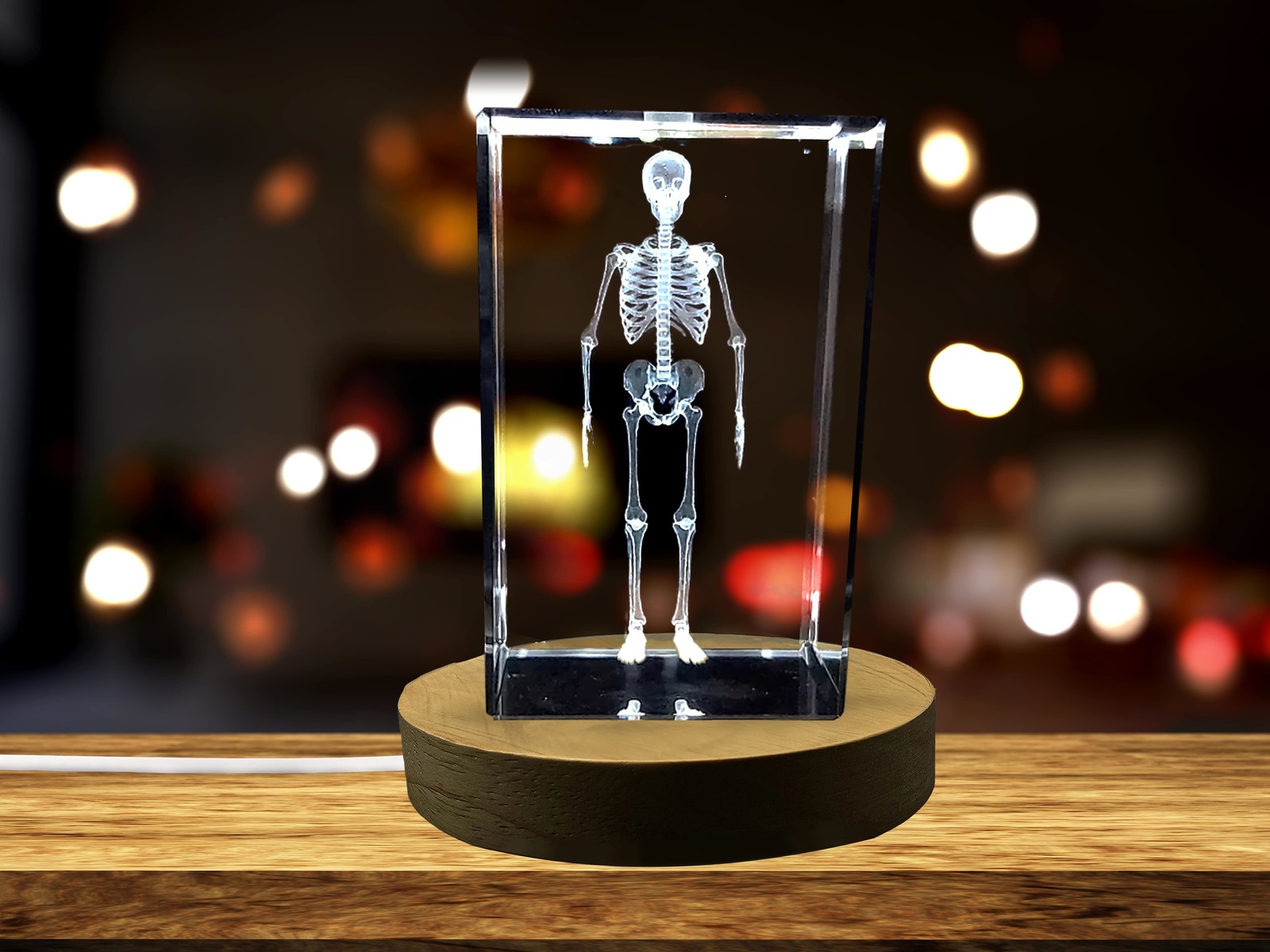 LED Base included | Human Skeleton 3D Engraved Crystal Novelty Decor - $25.99+