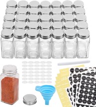 Glass Spice Jars With Spice Labels, Empty Sq.Are Spice Bottles, Shaker Lids, - $43.98