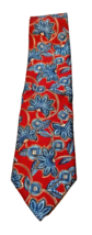 Christian Dior Monsieur Men&#39;s All Silk Red Blue Paisley Neck Tie Made in USA - $15.14