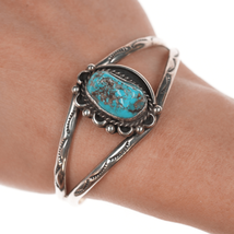 6.5&quot; JBP Navajo silver and turquoise cuff bracelet - £155.61 GBP