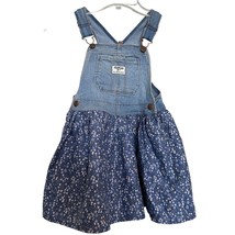 Osh kosh Bgosh Kids Jumper Dress 5T Blue Denim Cotton Ditsy Floral Overall - $14.84