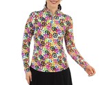 NWT IBKUL Lennox Peri Peace Sign Long Sleeve Mock Golf Shirt XS S L XL XXL - £51.53 GBP