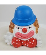 Vintage 1990s Circus Clown Coin Bank w/ Stopper Hand Painted Ceramic 6 I... - $20.57