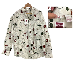 VTG Abstract Pattern Button Up Shirt Long Sleeve NWT MEDIUM Memo’s  - £18.41 GBP