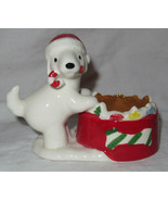 Yankee Candle Tea Light Holder T/LH Holiday Christmas SNOW PUP bowl cand... - $28.38