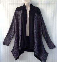 Andrea Jovine Women&#39;s Plus size Cardigan 18/0X/1X Black Gray Knit Top Ne... - £26.87 GBP