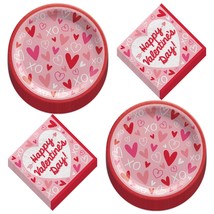 Valentine&#39;s Day Party Supplies - XO Hearts Paper Dinner Plates and Lunch... - £9.17 GBP