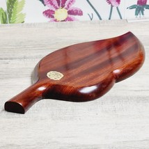 Mahogany Wood 14&quot; LEAF Divided Platter Serving Tray Wooden Caribcraft Monkeypod - £11.81 GBP