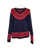 Talbots Womens Lambswool Sweater Blue Medium Knit  Cardigan Button Long ... - £26.61 GBP