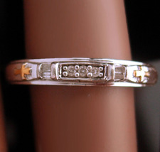 Genuine 3 Diamond wedding band - religious gold cross -  engagement ring... - $175.00