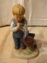 Denim Days By Homco Vintage 1985 Porcelain Figurine Boy A Time For Thanks - $13.99