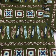 Joe Marlin Men&#39;s Hawaiian Aloha Button Shirt Green Fish Size L Large - £31.69 GBP