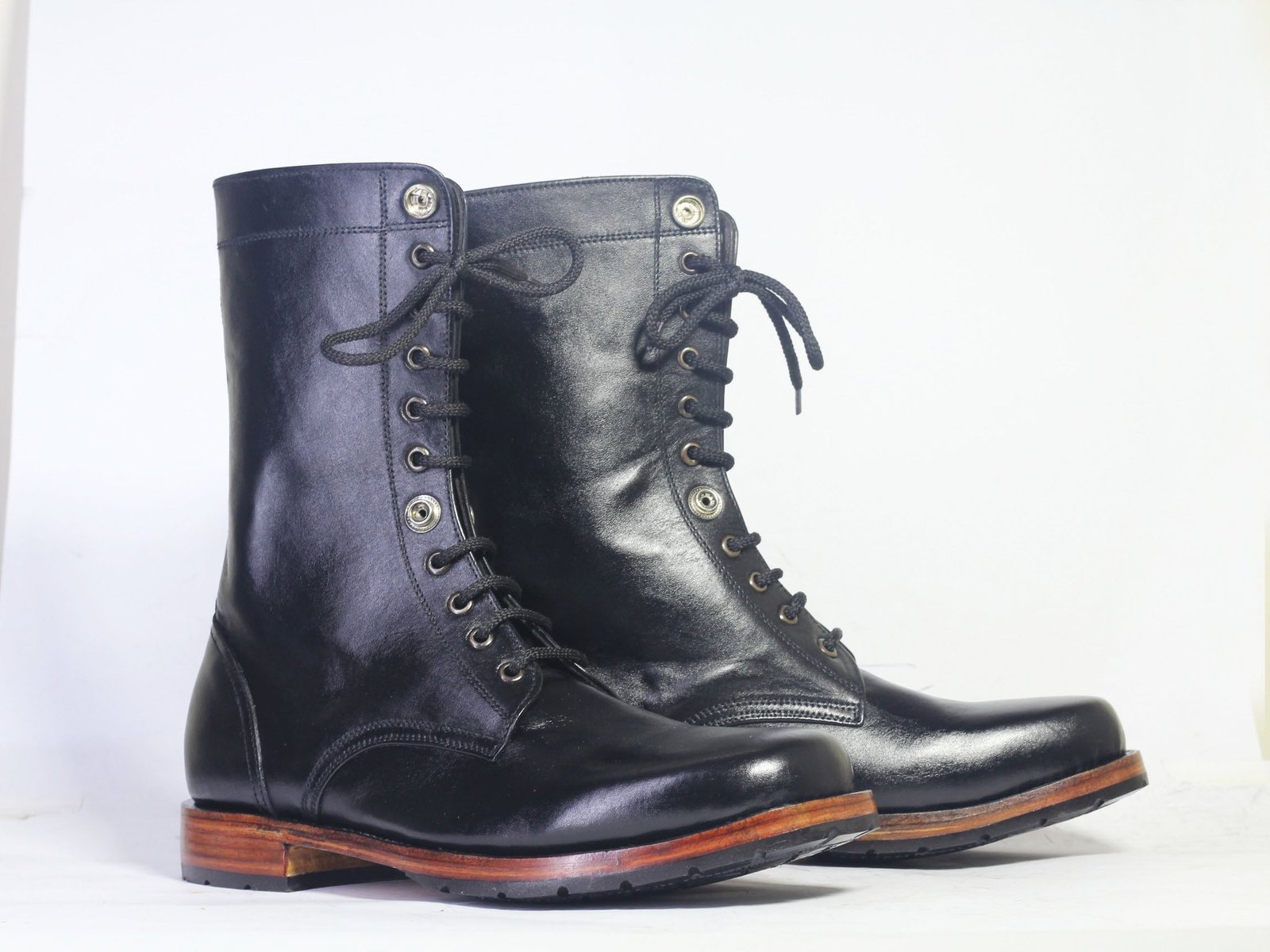 New Handmade Men's Black Leather Lace Up high Boots, Men Ankle Fashion Boots