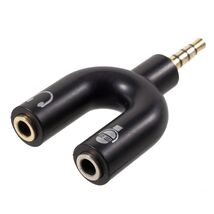 U Shape 3.5mm Stereo Audio Male to 2 Female Headphone/Mic Splitter Adapter - $6.11
