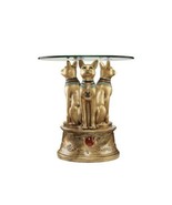 20in Tall Egyptian Bastet Accent Glass Top Table (dt) m25 - £2,365.51 GBP