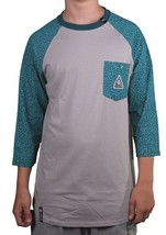 LRG Mens Dark Teal Asphalt Grey Colors Of Season Baseball Raglan T-Shirt... - $41.13