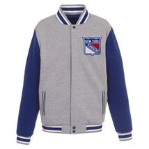 NHL New York Rangers Reversible Full Snap Fleece Jacket JHD 2 Front Logos blue - $119.99