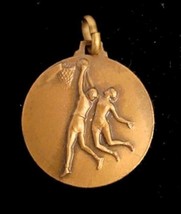 Vintage Bronze First Place Basketball Charm Pendant 1968 - $531.42 MXN