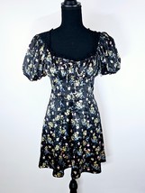 For Love And Lemons August Floral Mini Dress Womens S Lace Trim Smocked ... - $59.95