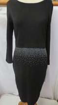 CALVIN KLEIN Elegant Dress Black  Rhinestone embellished  long sleeve NWT - £54.93 GBP