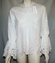 Anne Fontaine Paul White Cotton Blouse Flounced Sleeves -NWT- Size 40 - $349.00