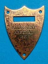CIVIL WAR, UNION, POMMEL SHIELD, SADDLE TAG, ALLEGHENY ARSENAL, DATED 1861 - $55.00