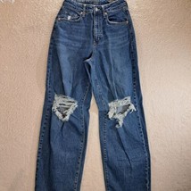 Womens Wild Fable Highest Rise Distressed Baggy Blue Jeans Size 2/26 - £13.18 GBP