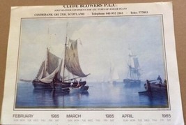 Calendar Sailing Ships Clyde Blowers Scotland 1985 Frameable Art 12 x 18 - £13.99 GBP