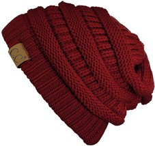 Burgundy - Beanie New Women Slouchy Knit  Thick Cap Unisex - £15.76 GBP