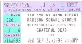 Grateful Dead Concert Ticket Stub Septembre 22 1993 Madison Carré Jardin Ny - £40.21 GBP