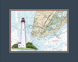 cape May Ligthouse and Nautical Chart High Quality Canvas Print - £11.98 GBP+