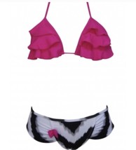 Pink ruffle zig zag bikini nwot new - $10.99