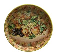 Vintage Daher Decorated Ware Tin Tray Made in England Fruit &amp; Floral Rou... - $18.51