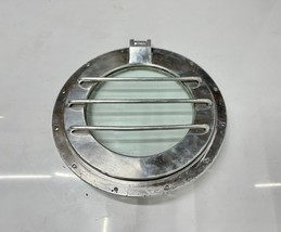 Ventana de ojo de buey antiguo de aluminio restaurado original de plata... - $328.91